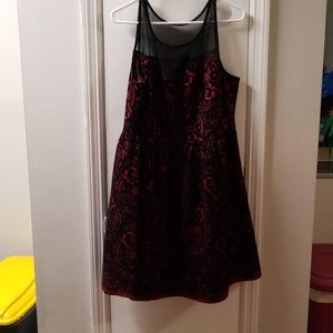 Black & Red Rose Size 1X Velvet Dress